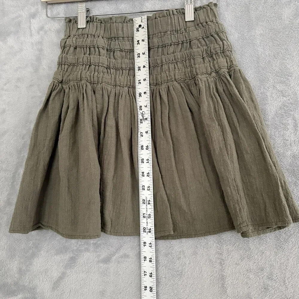 Lot of 2 Rewash Mini Skirt Womens Small Olive Green White Cotton Gauze Pull On - Picture 4 of 13